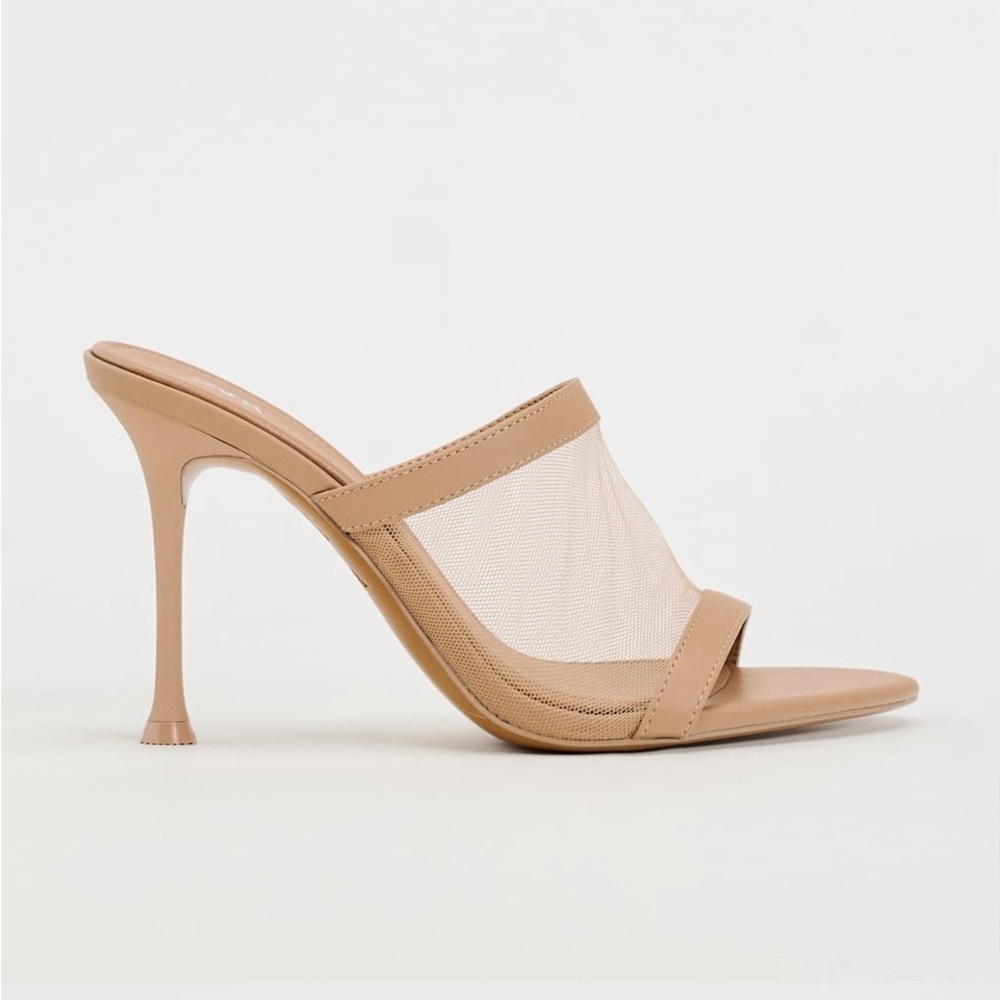 Zara Tan Mesh Mule Sandals - Picture 6 of 8